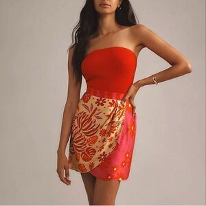 NWT Farm Rio Anthropologie Wrap Slip Mini Skirt